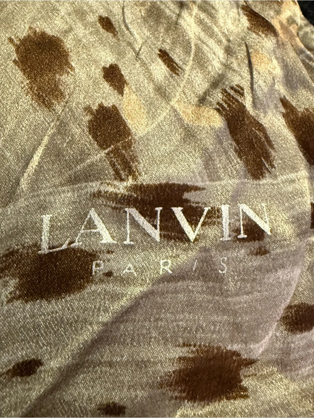 Lanvin Beige and Brown Silk Animal-Print Scarf